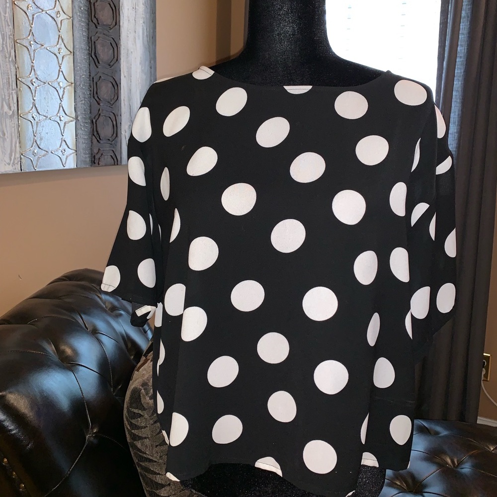 Black and white polka dot blouse